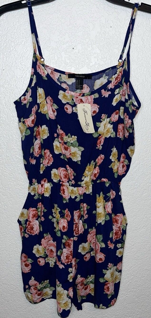 FOREVER 21 Shorts Romper Jumpsuit Women’s Size Small Floral Blue